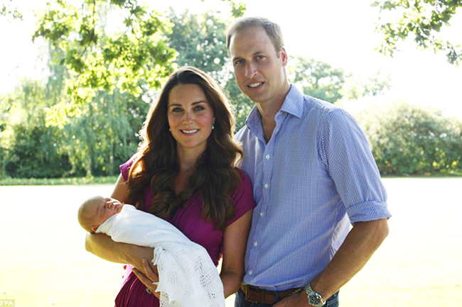 Prince George with Kate Middleton and Prince William